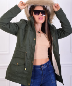 Parka Mujer Gabardina con Piel y Capucha Desmontable