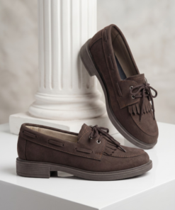 Mocasín Mujer de Gamuza con Cordones y Flecos - Imagen 3